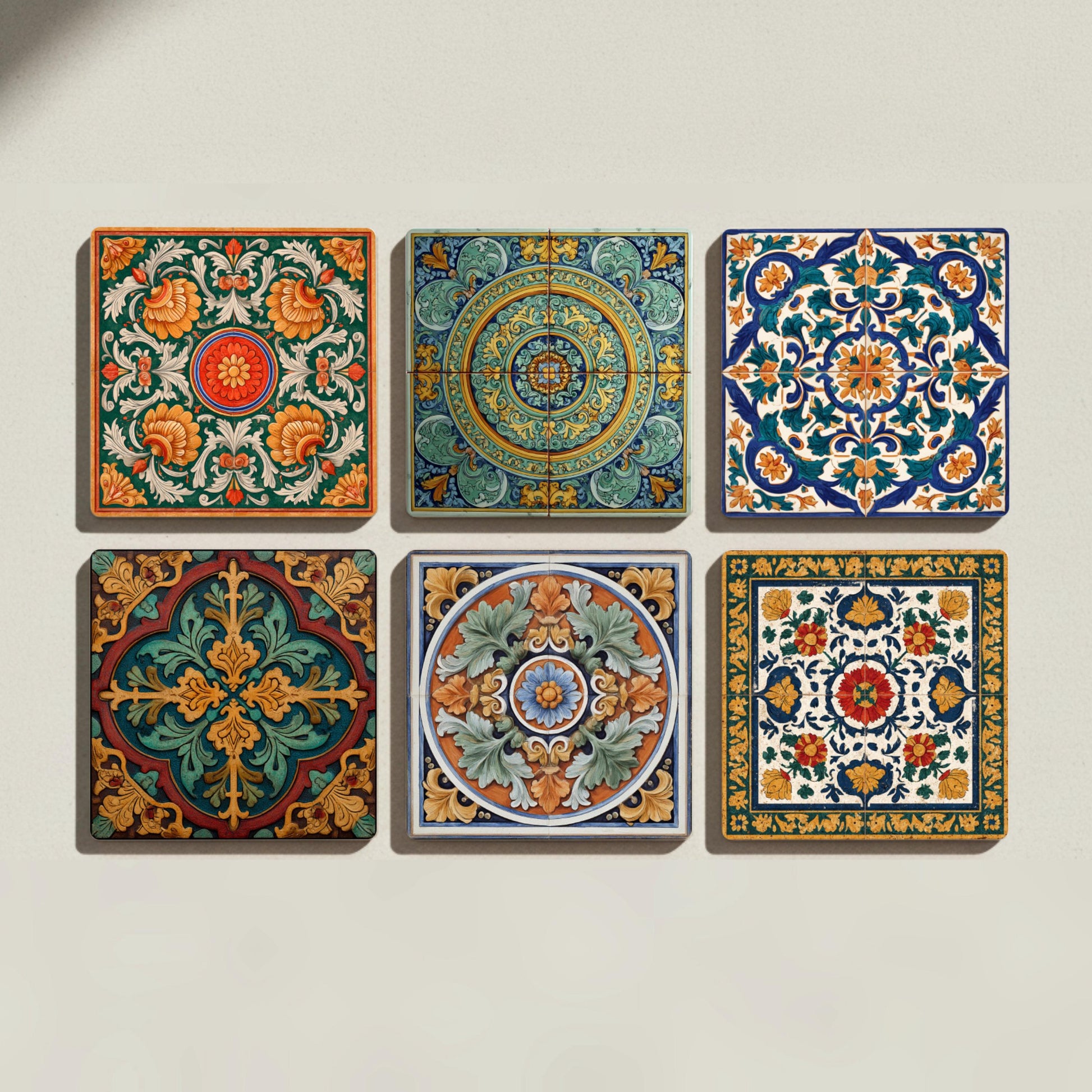 Italian · Coaster Set with Cork — Modern Pattern Coasters