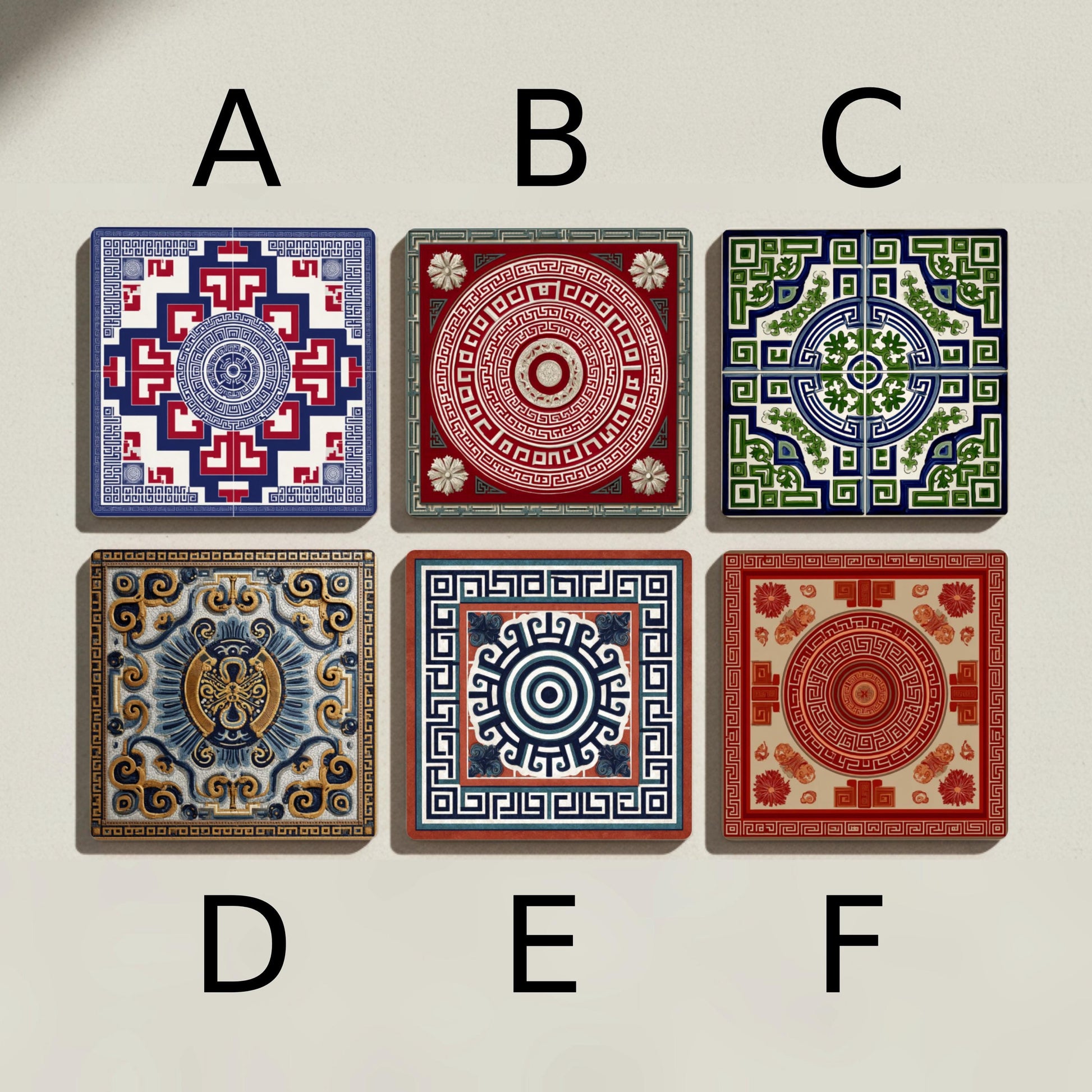 Tailandesa con diseño de medallón floral de rattanakosin — Ceramic Coaster Set · Garden-Inspired Gift