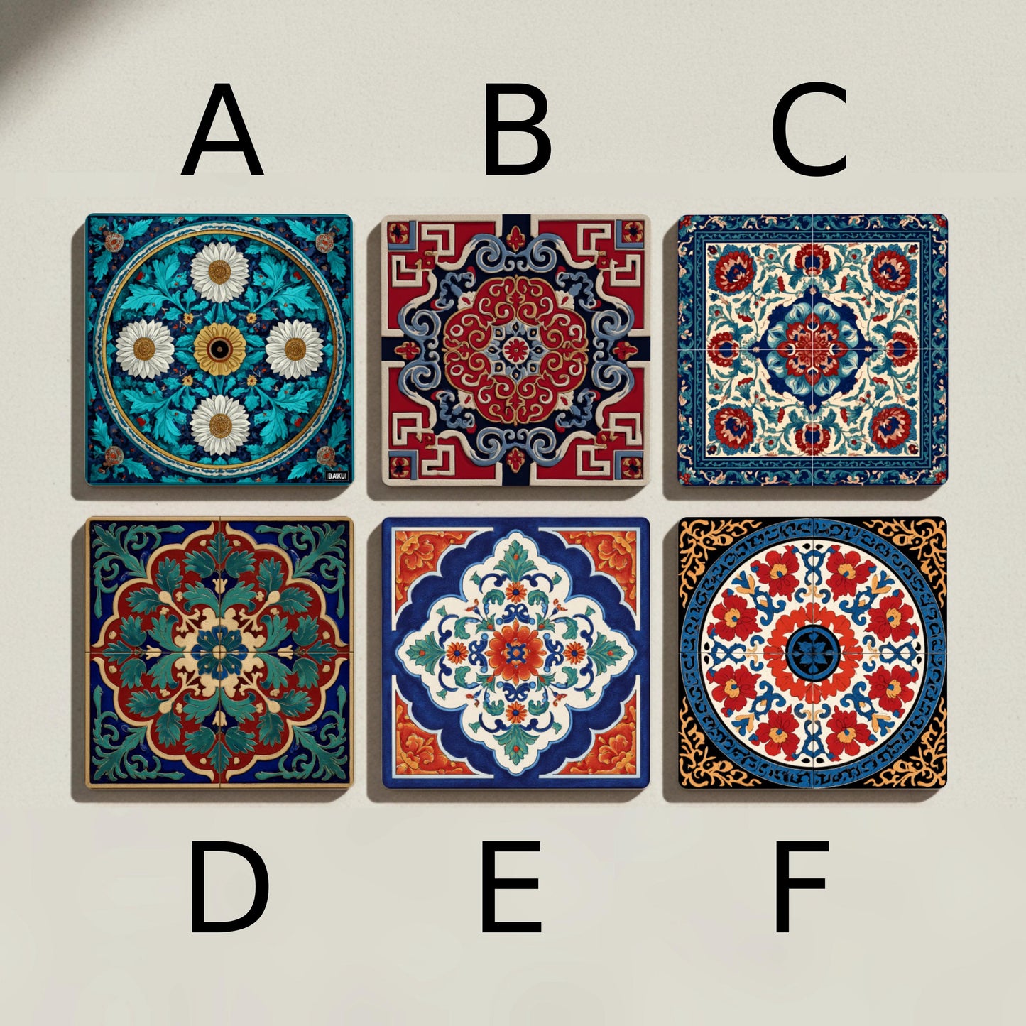 Posavasos Azulejos persas con diseño de medallón floral safávida