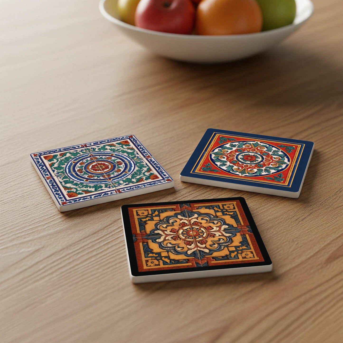 Posavasos Siciliana con diseño de medallón floral