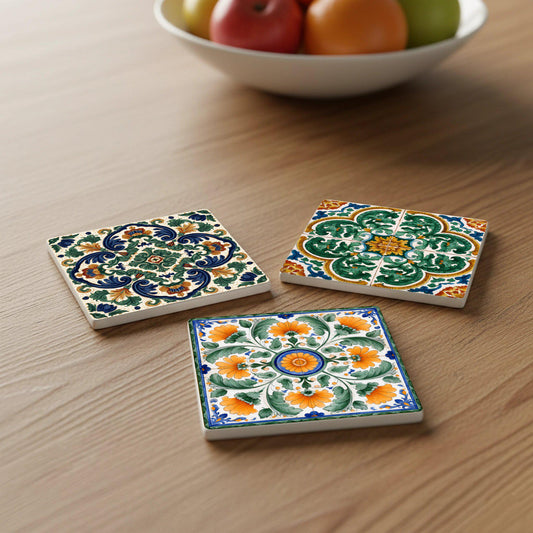 Posavasos Valenciana con diseño floral mediterráneo (juego de 6)