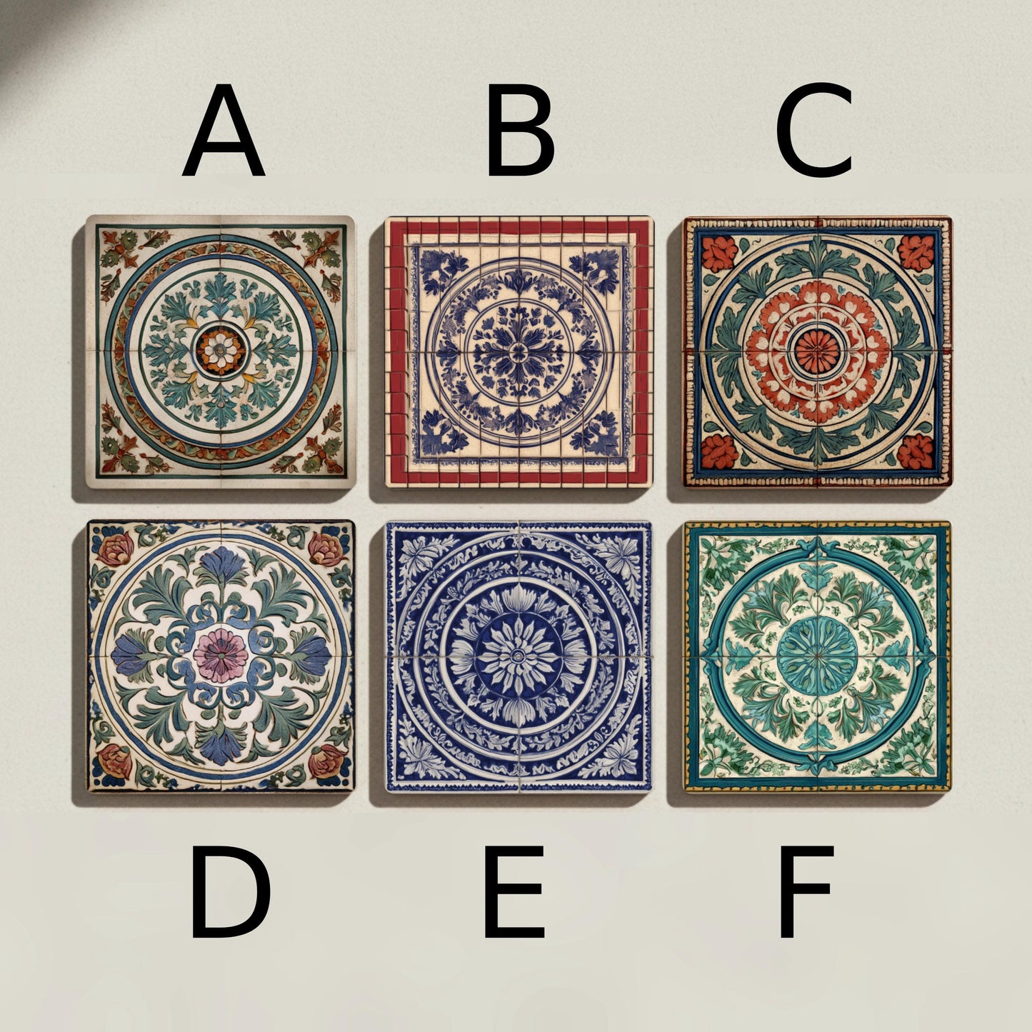 Azulejos victorianos — Ceramic Coaster Set · Modern Pattern Coasters