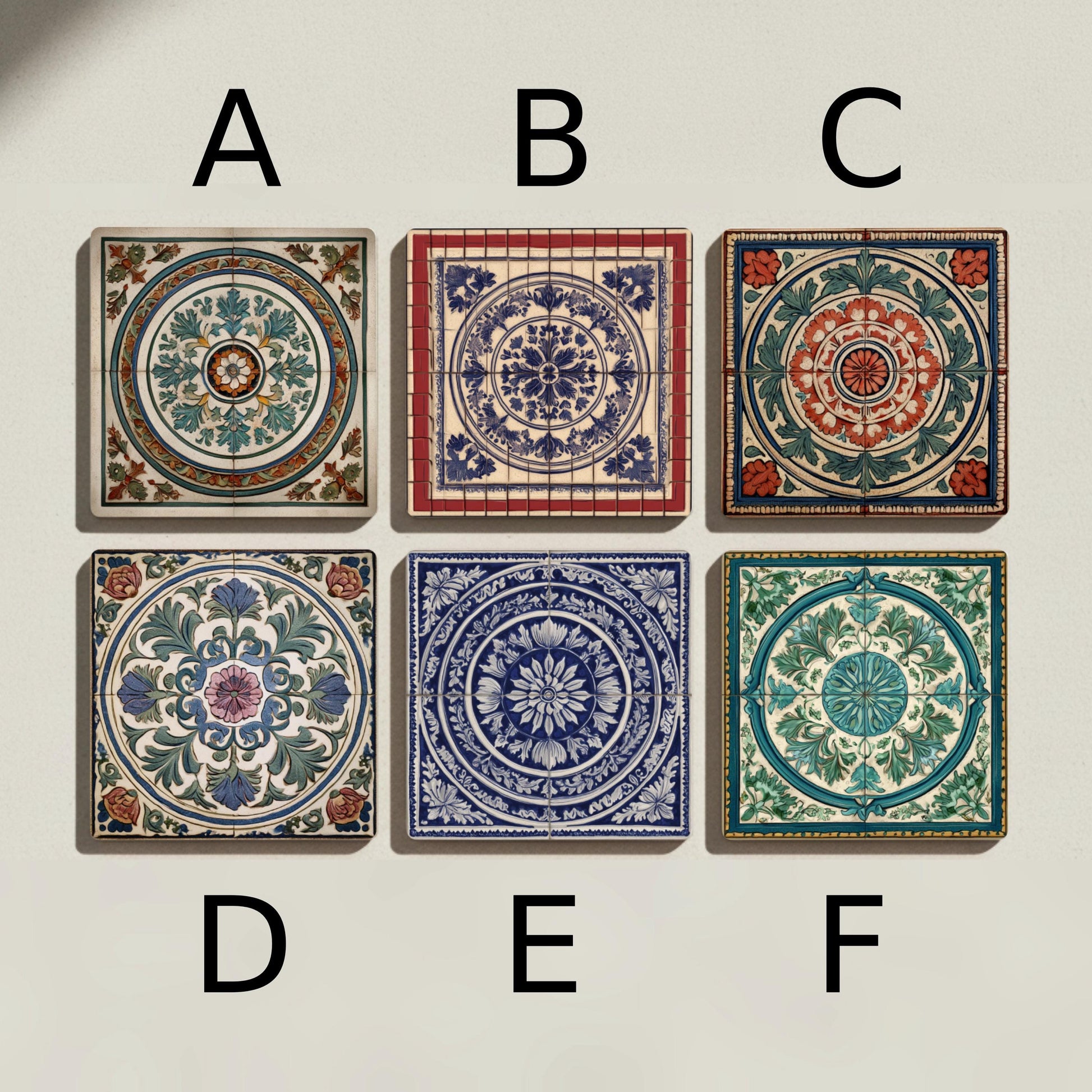 Azulejos victorianos — Ceramic Coaster Set · Modern Pattern Coasters