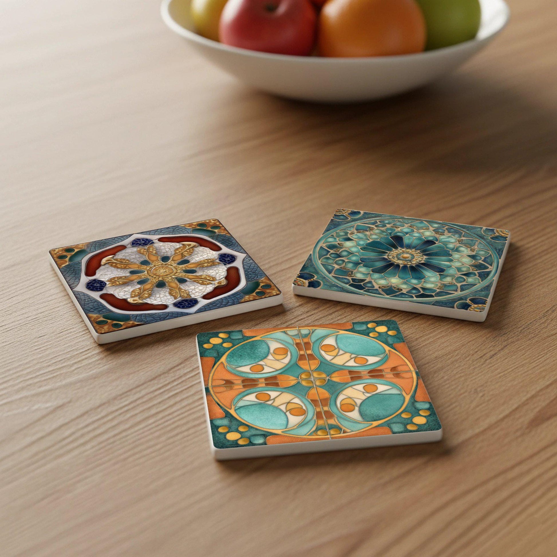 Sottobicchieri Gaudí Barcelona Ceramica Coaster Set — Regalo in Stile Costiero