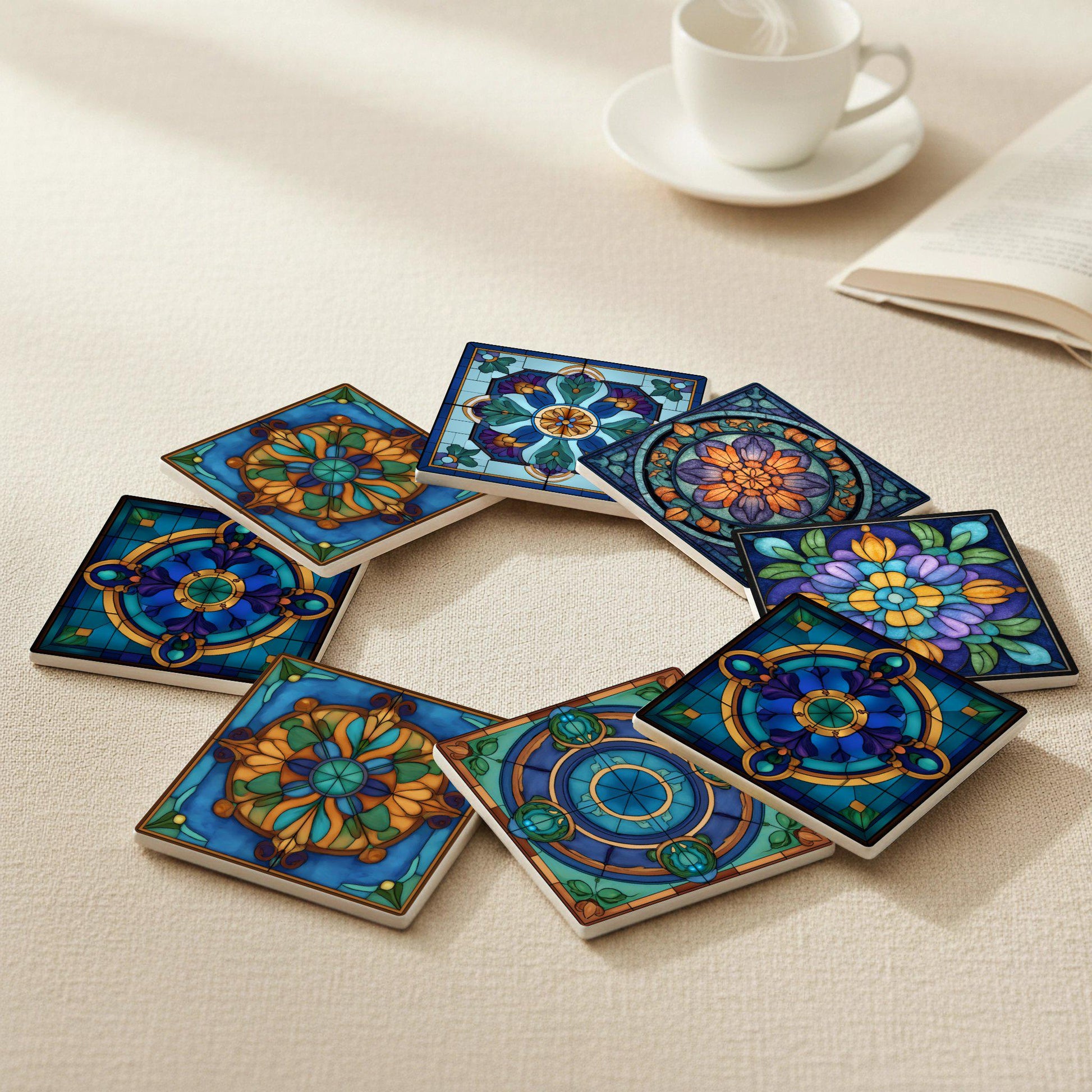 Posavasos French Cathedral Ceramic Coaster Set