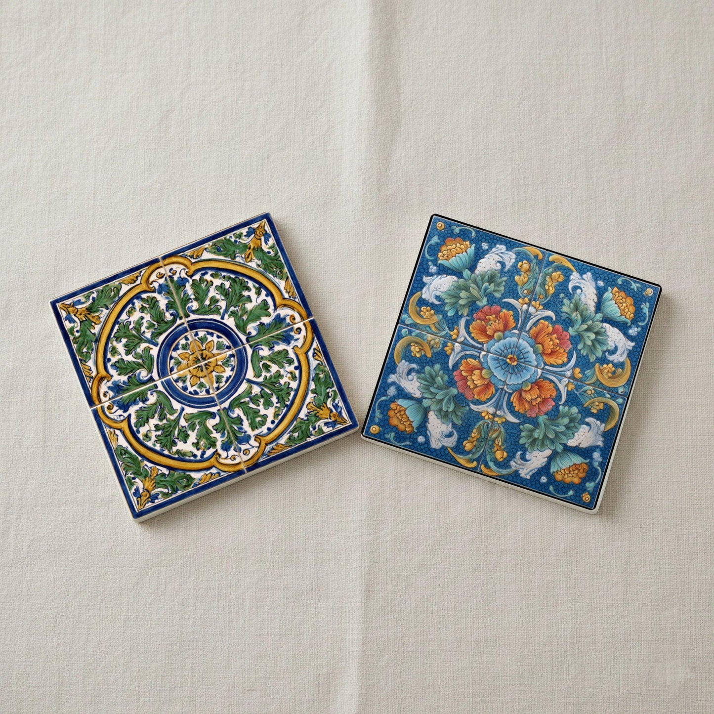 Ceramic Coasters Renaissance Majolica Bird Ceramic Coaster Set — Geometric & Deco