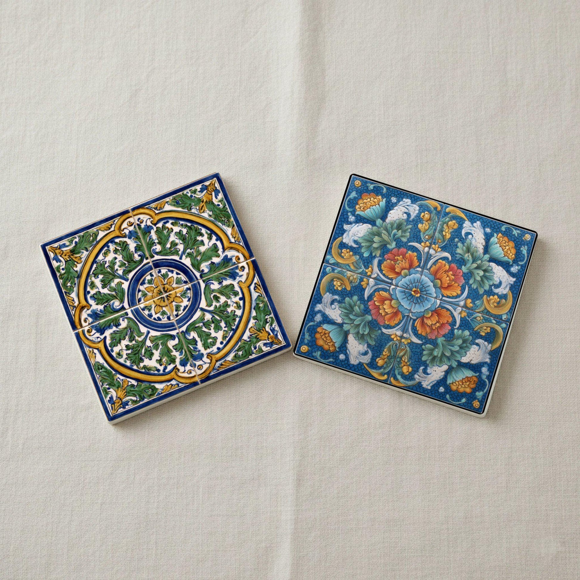 Ceramic Coasters Renaissance Majolica Bird Ceramic Coaster Set — Geometric & Deco