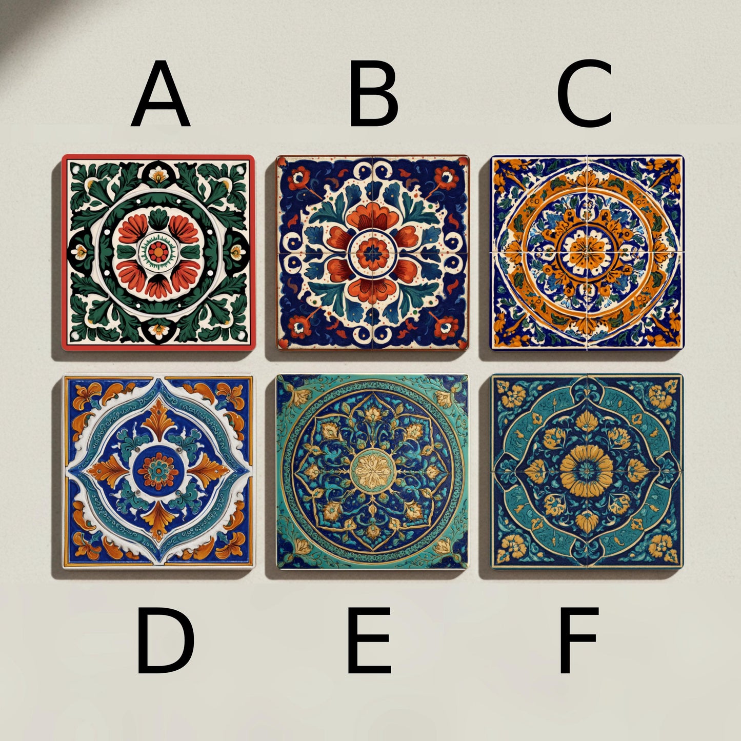 Sottobicchieri Mexican Talavera Ceramica Coaster Set — Decoro Botanico da Tavola