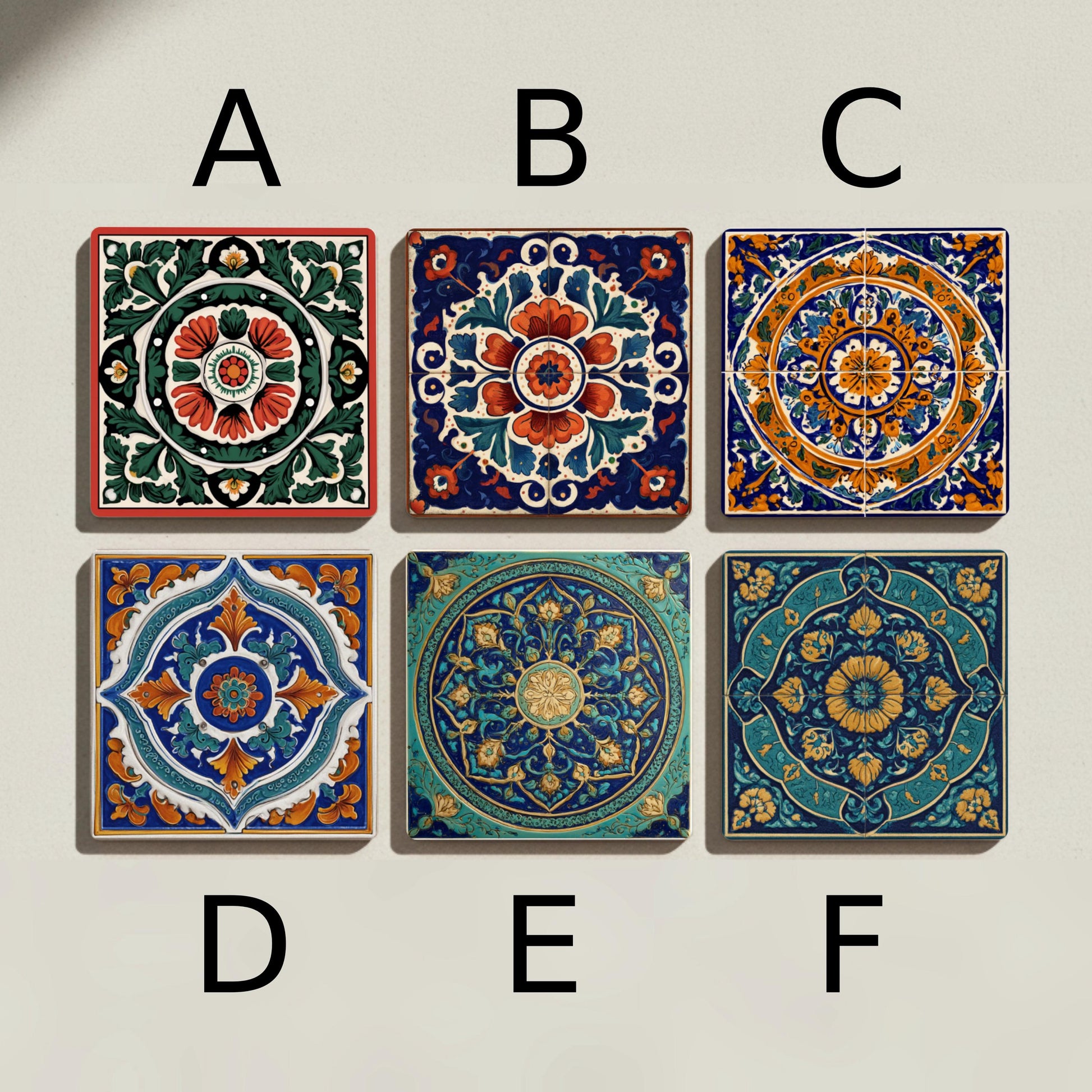 Sottobicchieri Mexican Talavera Ceramica Coaster Set — Decoro Botanico da Tavola