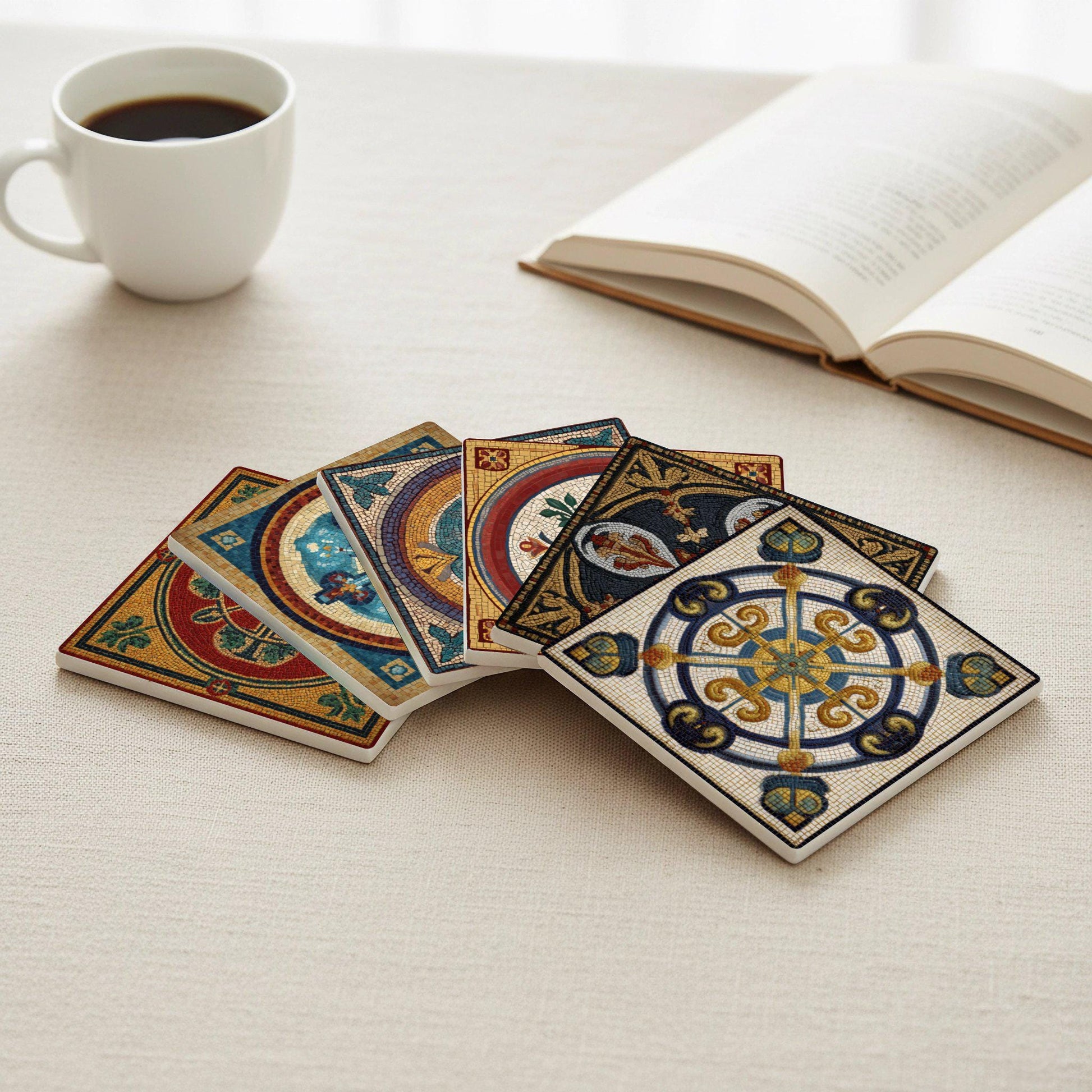 Mosaico Romano — Set di Sottobicchieri in Ceramica · Sottobicchieri Ricordo di Viaggio
