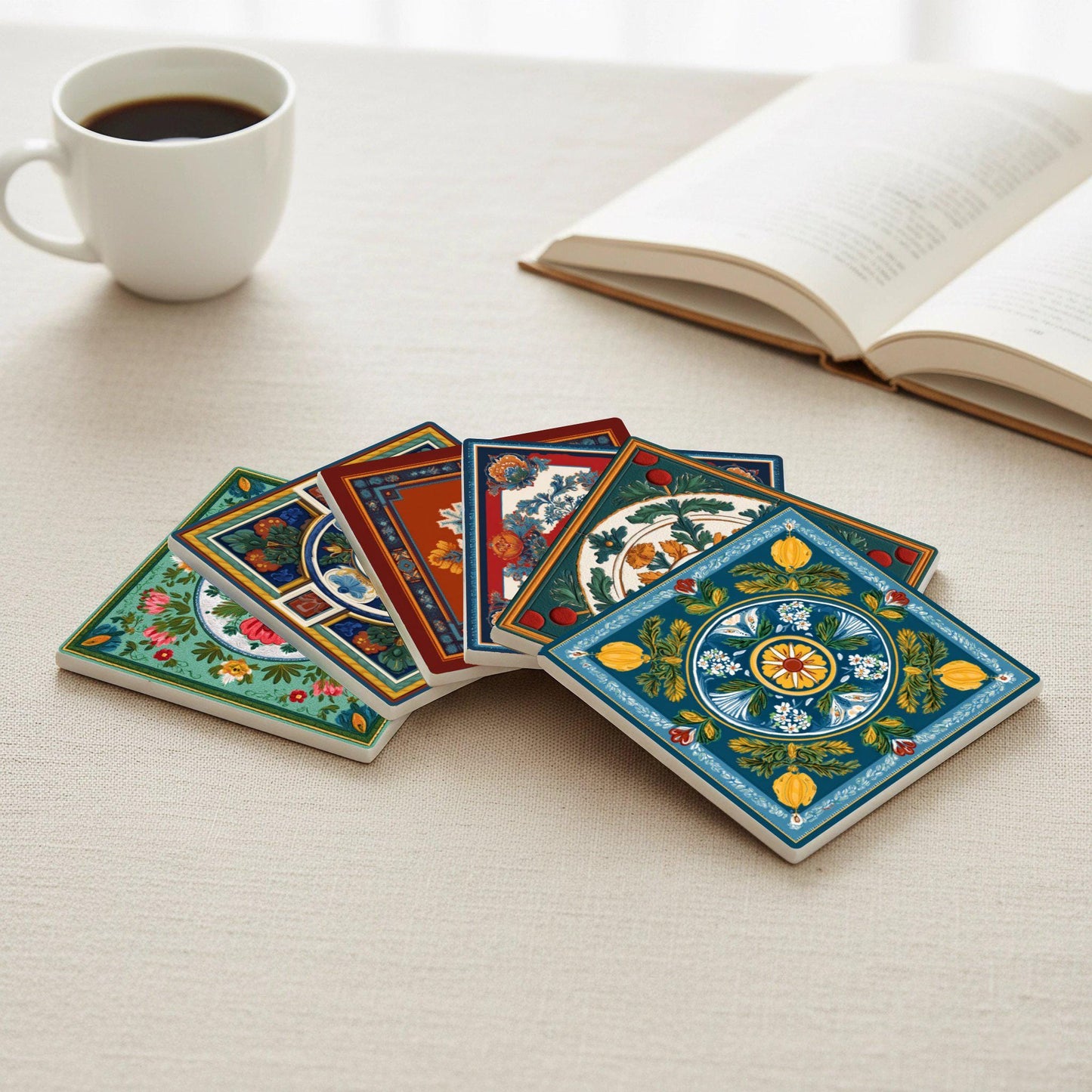 Dessous de Verre Corativos de cerámica — Set de Table pour Amateurs de Design