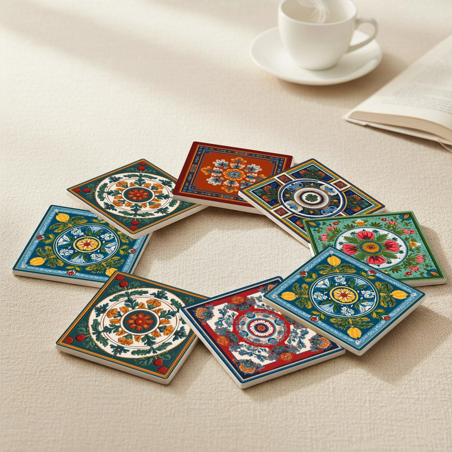 Dessous de Verre Corativos de cerámica — Set de Table pour Amateurs de Design