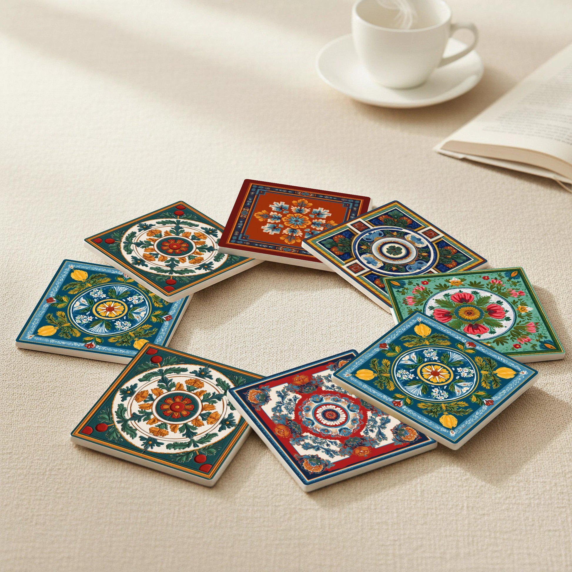Dessous de Verre Corativos de cerámica — Set de Table pour Amateurs de Design