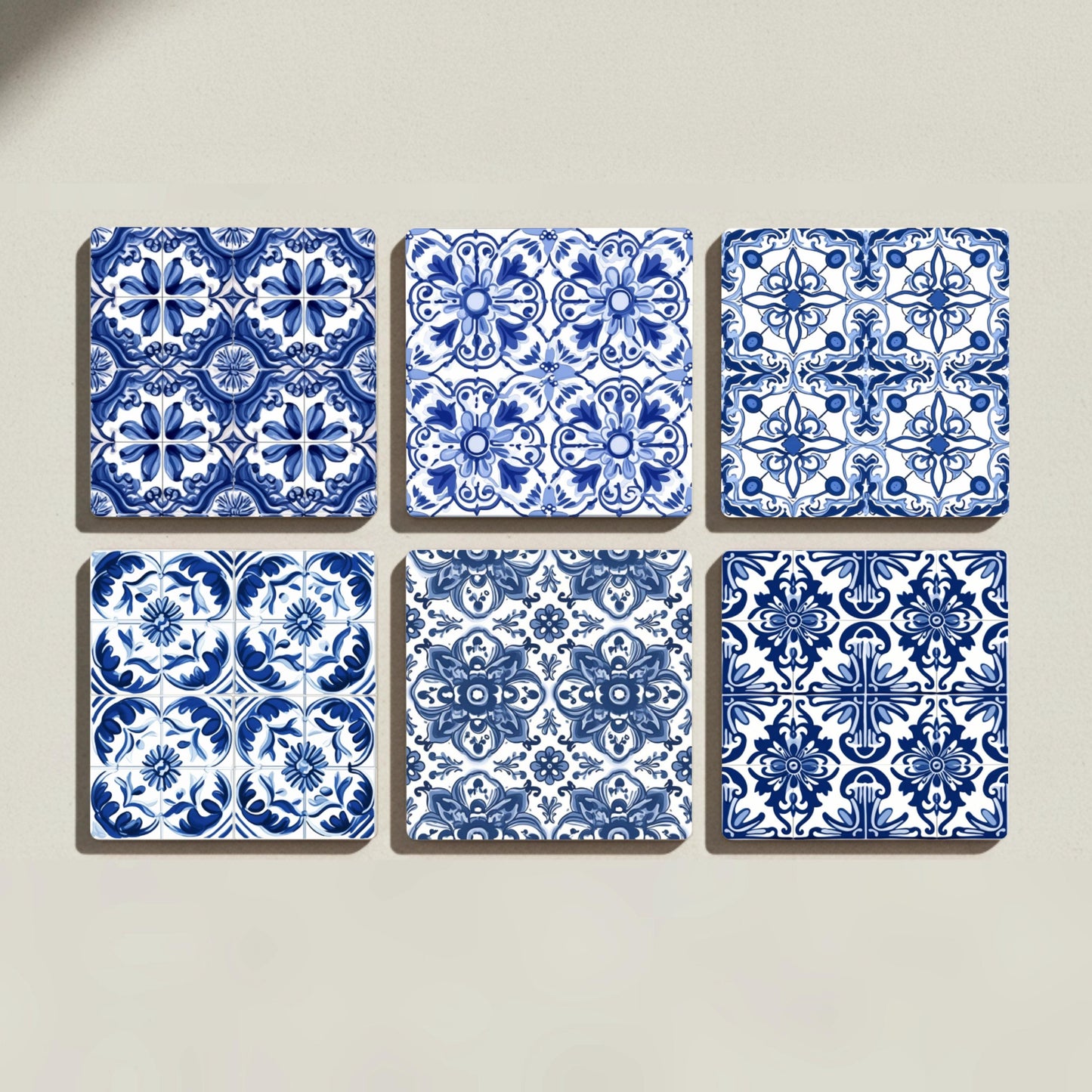 Blau Portugiesisch · Untersetzer mit Kork — Tisch-Set für Designfans