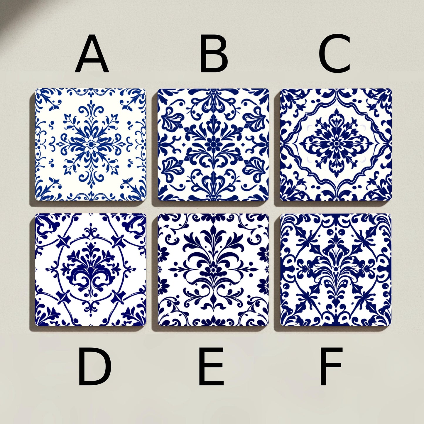 French Toile · Coaster Set with Cork — Geometric & Deco