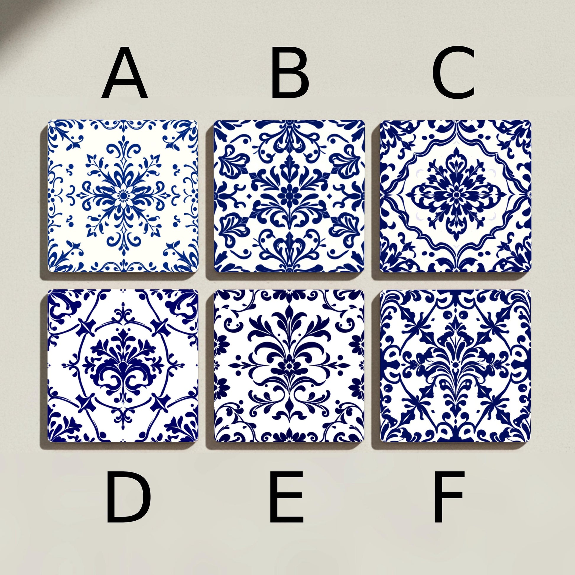 French Toile · Coaster Set with Cork — Geometric & Deco