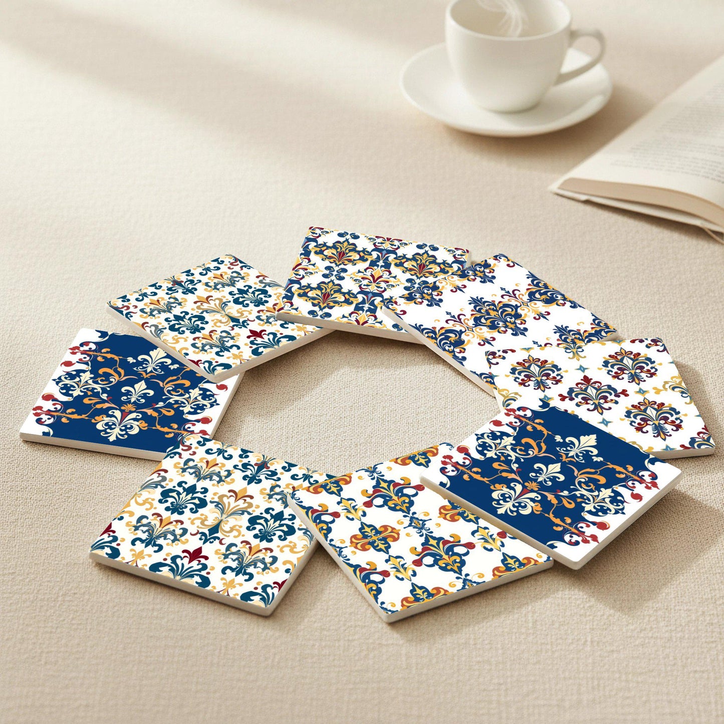 Keramik-Untersetzer Diseño von mandala Indisch — Tisch-Set für Designfans