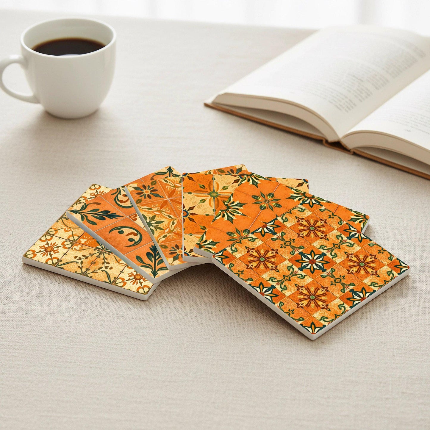 Azulejos toscanos — Set de Dessous de Verre en Céramique · Set de Table pour Amateurs de Design