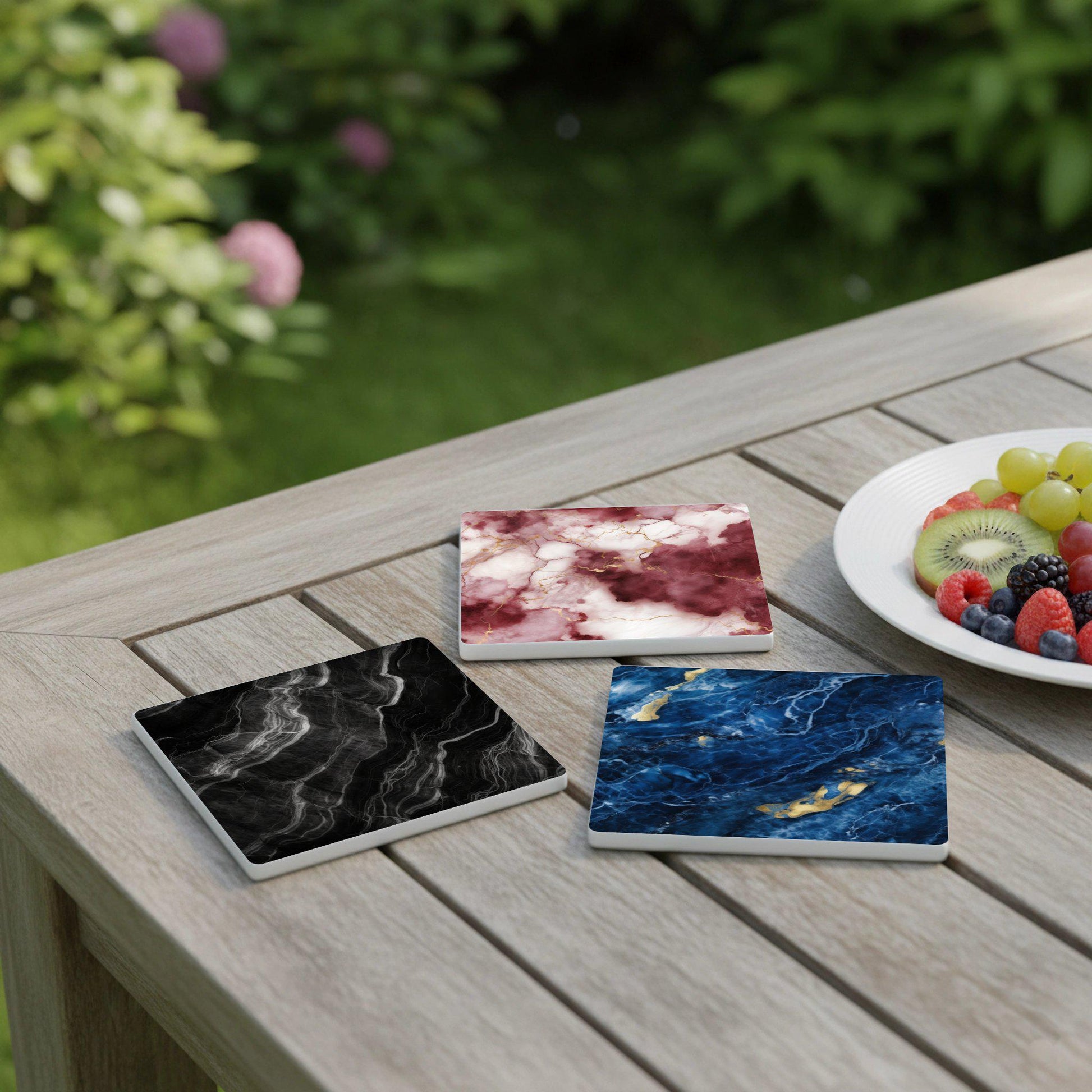 Mármol en tonos joya — Ceramic Coaster Set · Modern Pattern Coasters