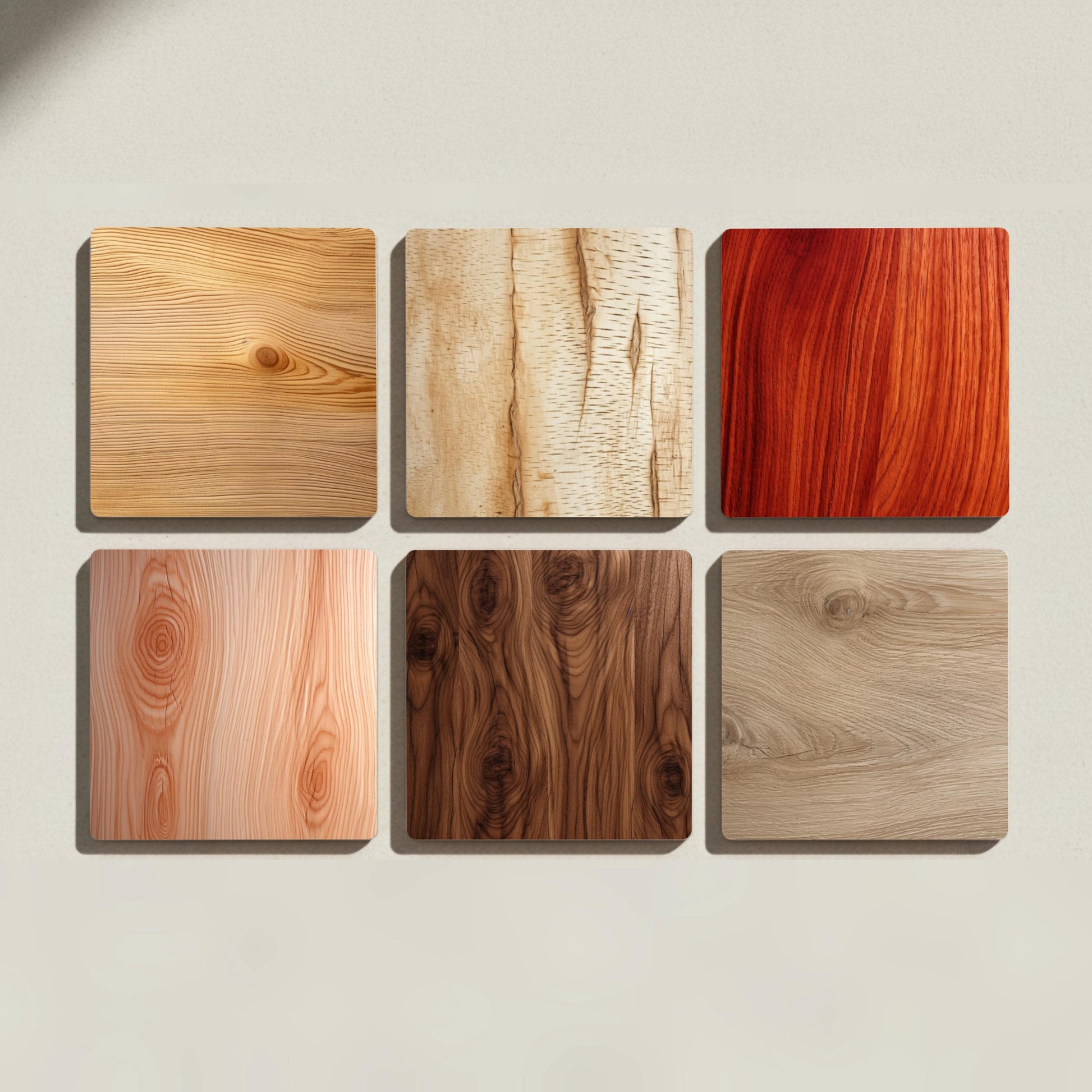 Veta de madera natural — Ceramic Coaster Set · Design-Lover's Table Set