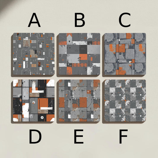 Industrial Geometry Ceramic Coaster Set · Coaster Set with Cork — Geometric & Deco