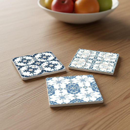Posavasos Azulejos portugueses - Posavasos de cerámica azul y blanca