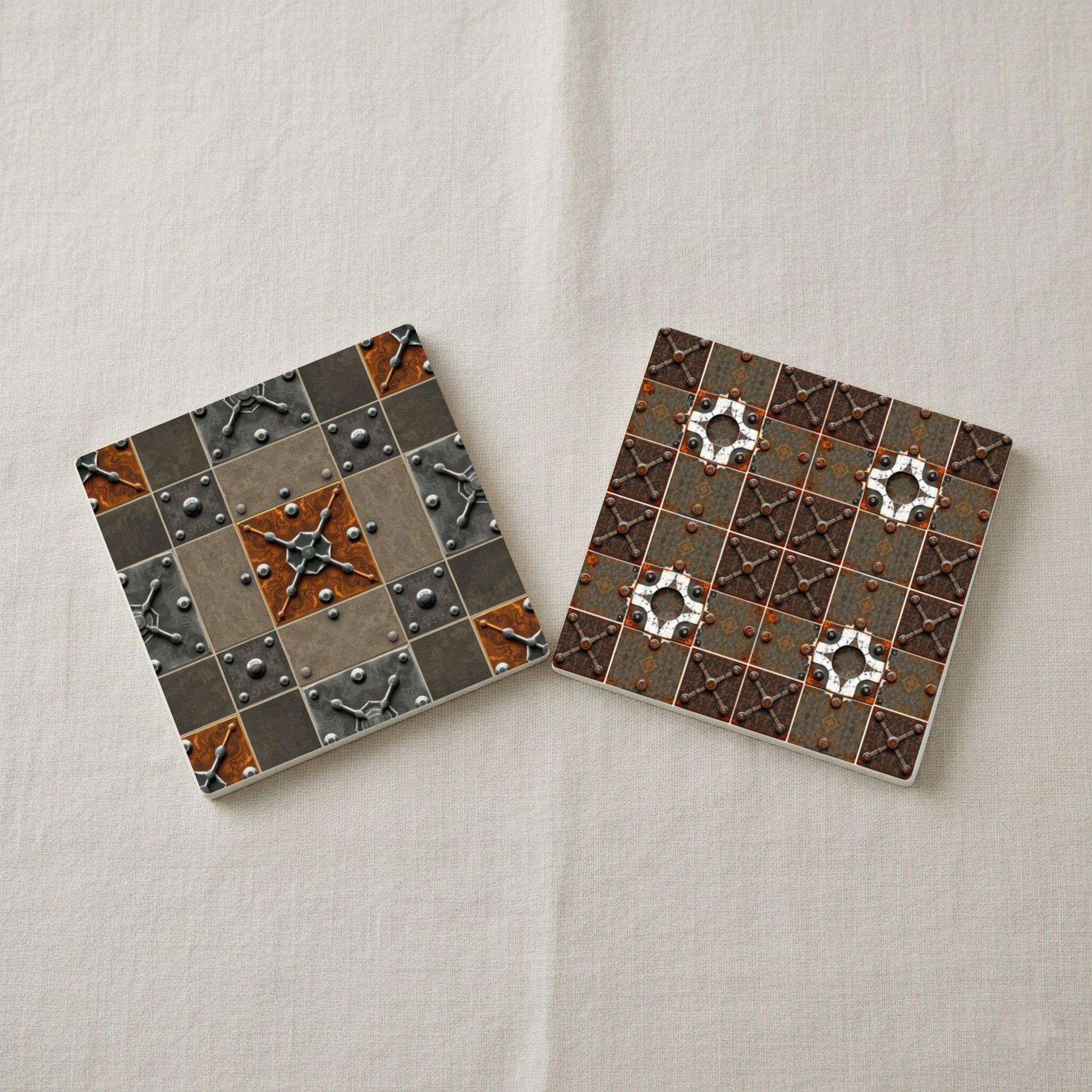 Posavasos Steampunk - Diseño industrial de metal remachado