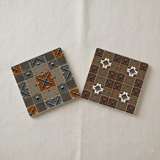 Posavasos Steampunk - Diseño industrial de metal remachado