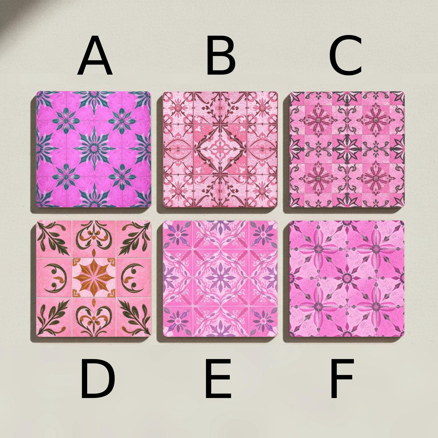 Posavasos Vintage de azulejos rosas