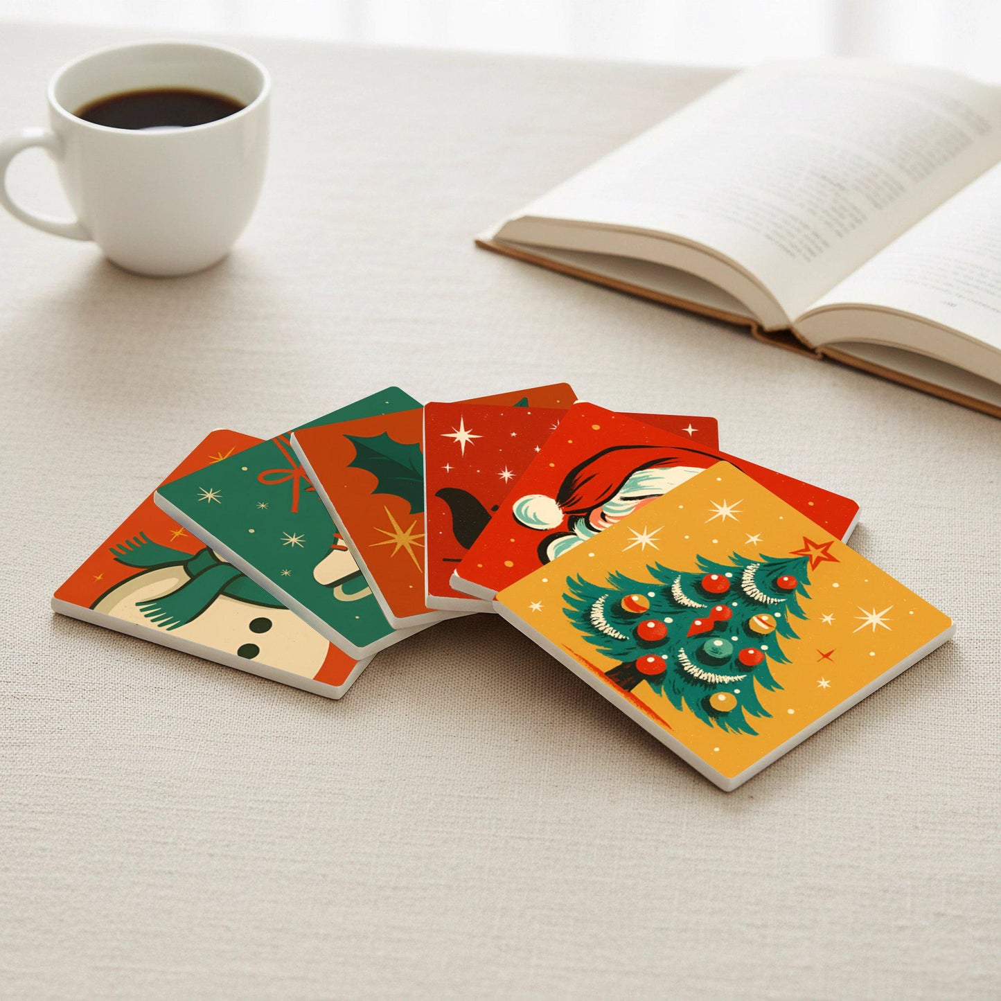Posavasos Navideños retro de cerámica