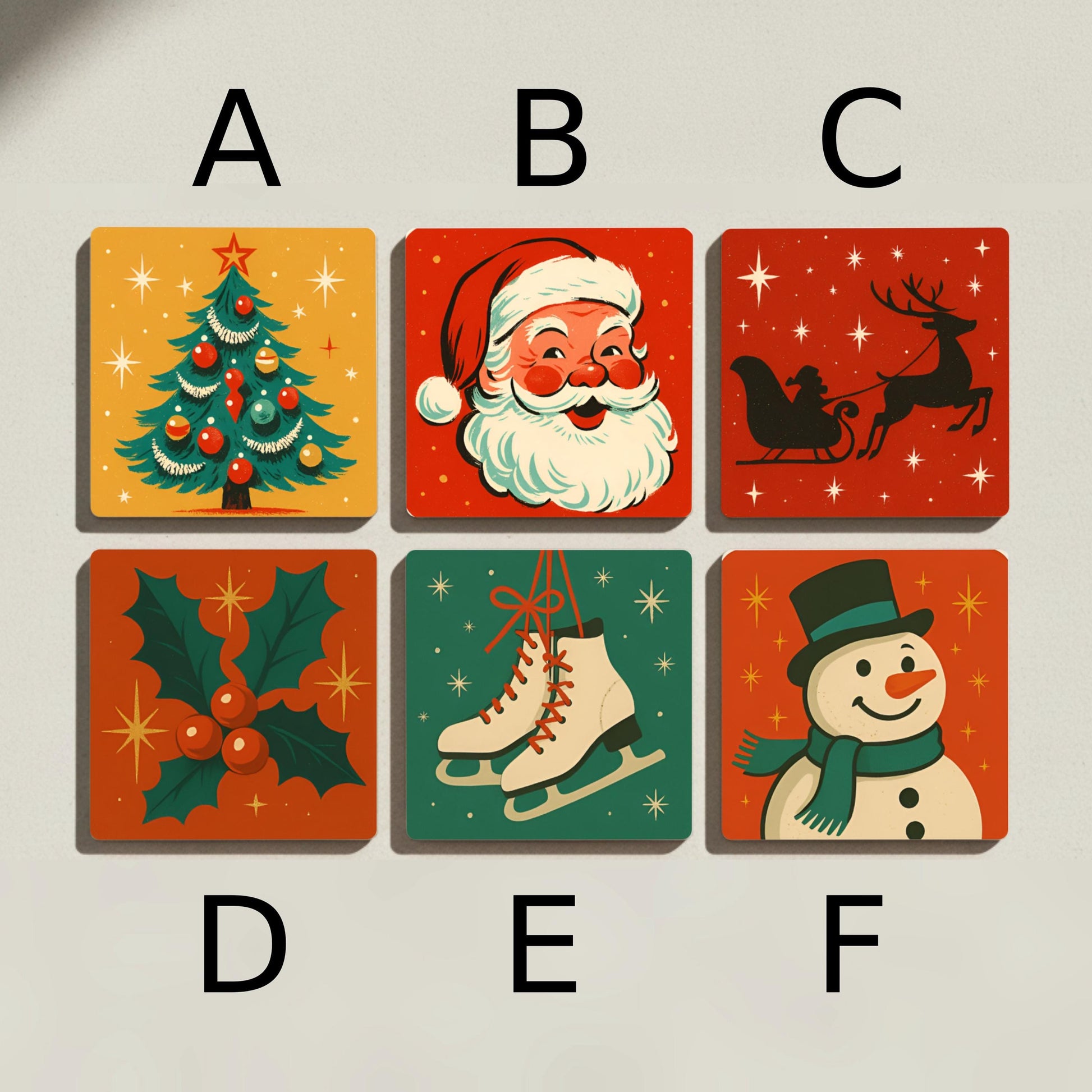 Posavasos Navideños retro de cerámica