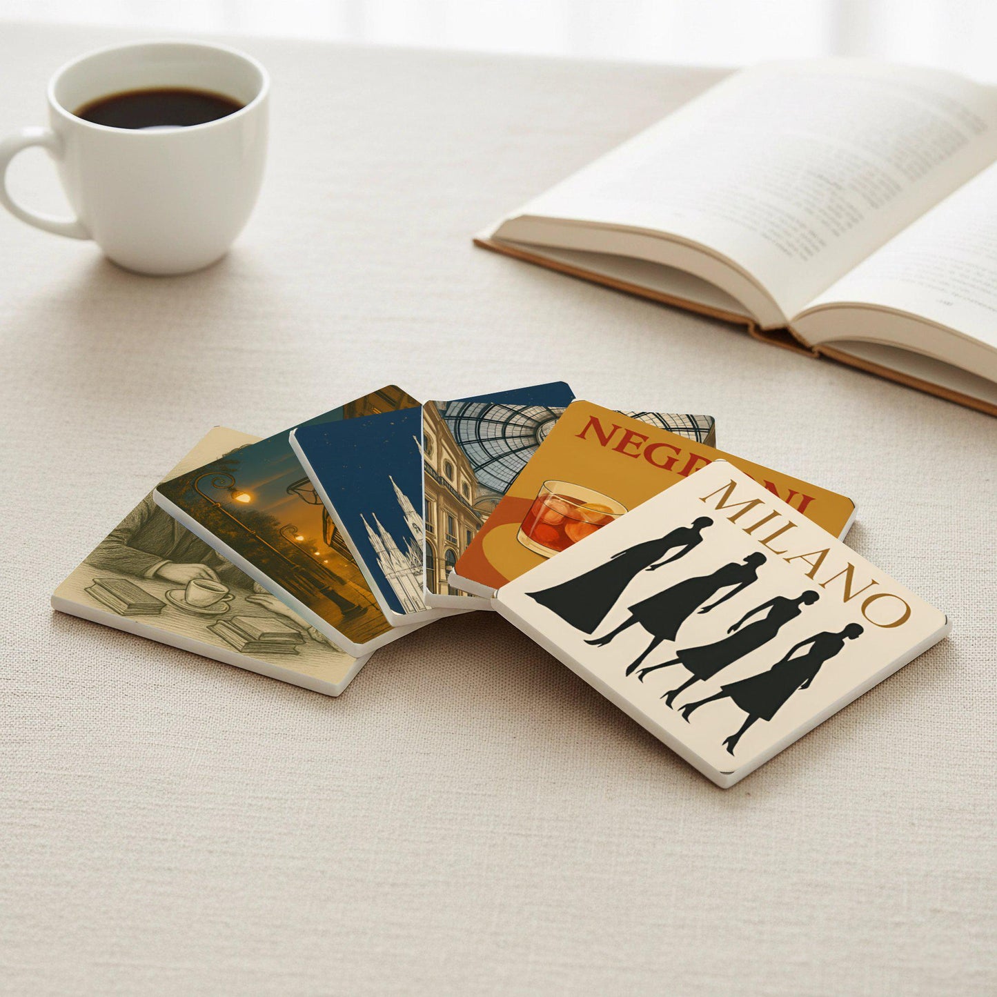 Milan Ceramica Coasters · Sottobicchieri con Sughero — Geometrico e Déco