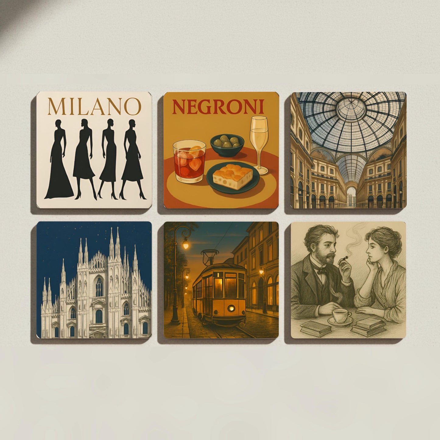 Milan Ceramica Coasters · Sottobicchieri con Sughero — Geometrico e Déco