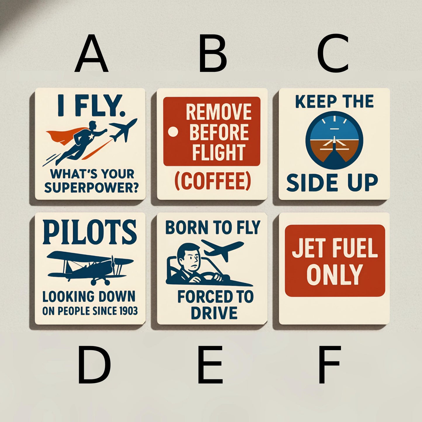 Posavasos Humor aeronáutico, regalo para piloto, decoración de avión