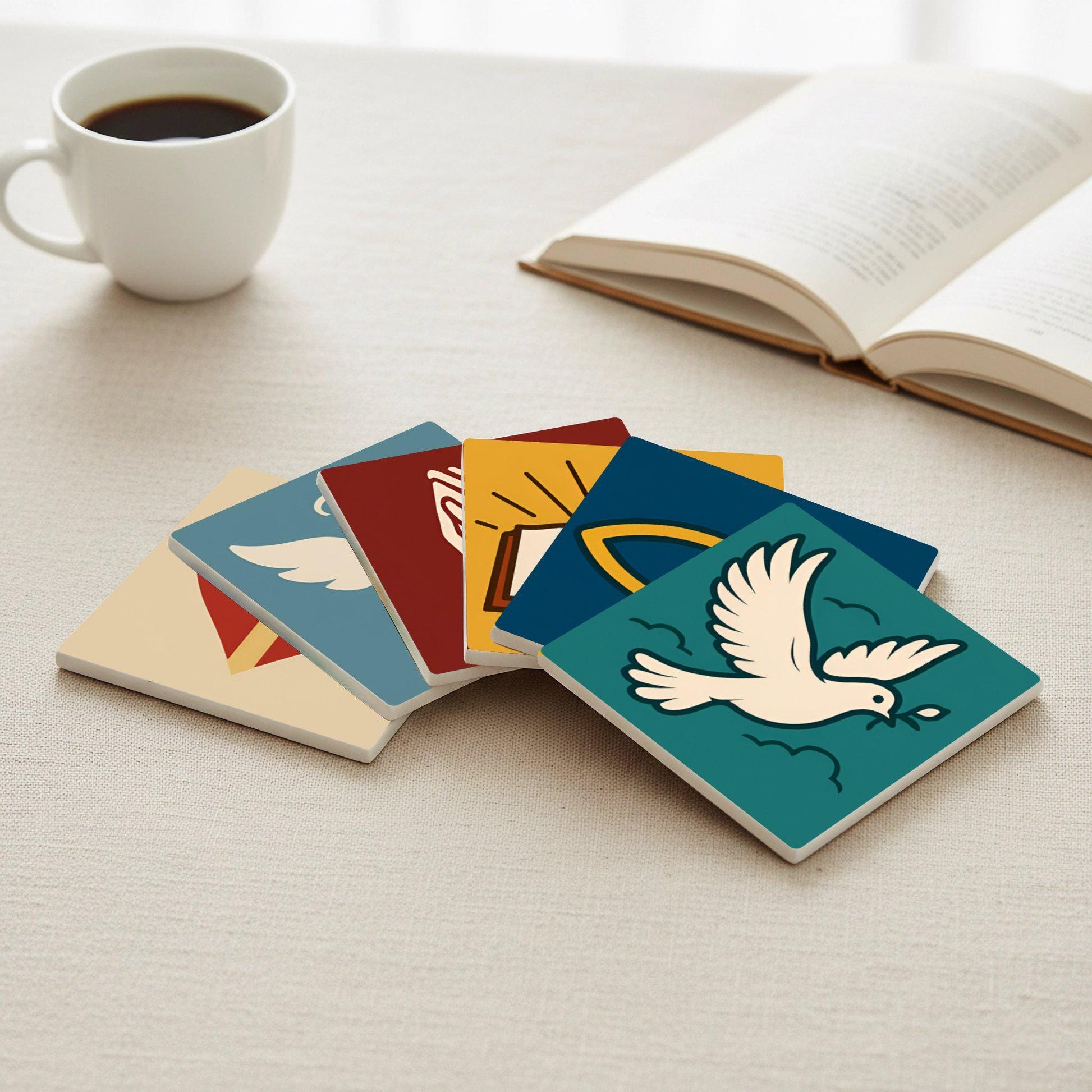 Keramik-Untersetzer Ícono cristiano / Decoración de mesa con fe — Geschenk für Tierfreunde