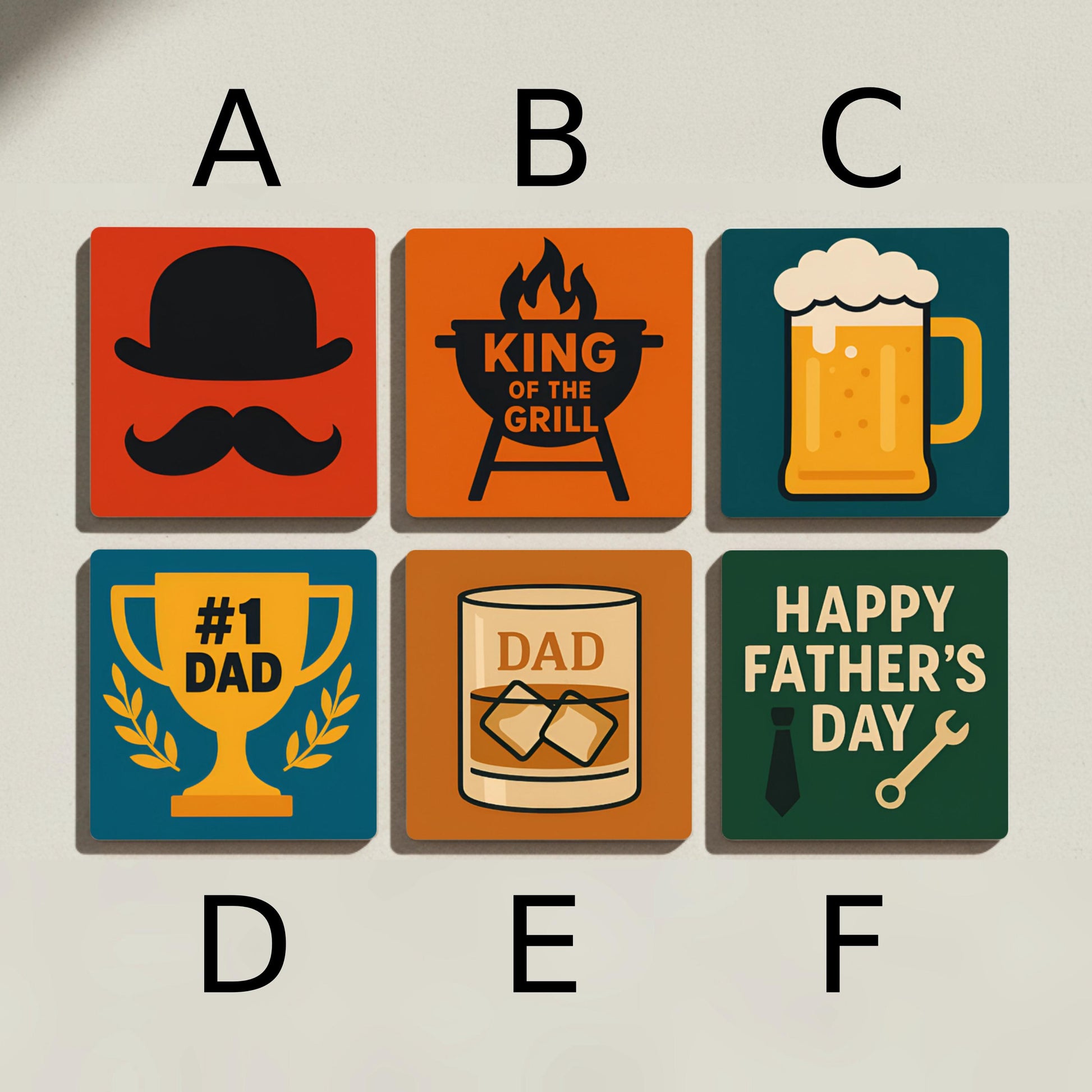Posavasos Para papá / Decoración de mesa con parrilla, cerveza e iconos