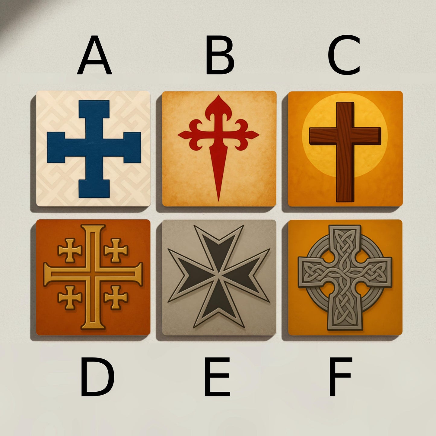 Forma de cruz cristiana / Decoración religiosa histórica — Set di Sottobicchieri in Ceramica · Sottobicchieri a Motivi Moderni