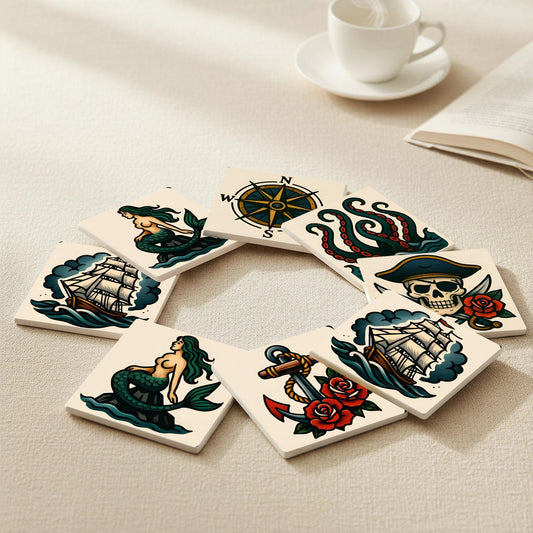 Posavasos Diseño de tatuaje náutico / Arte marinero vintage