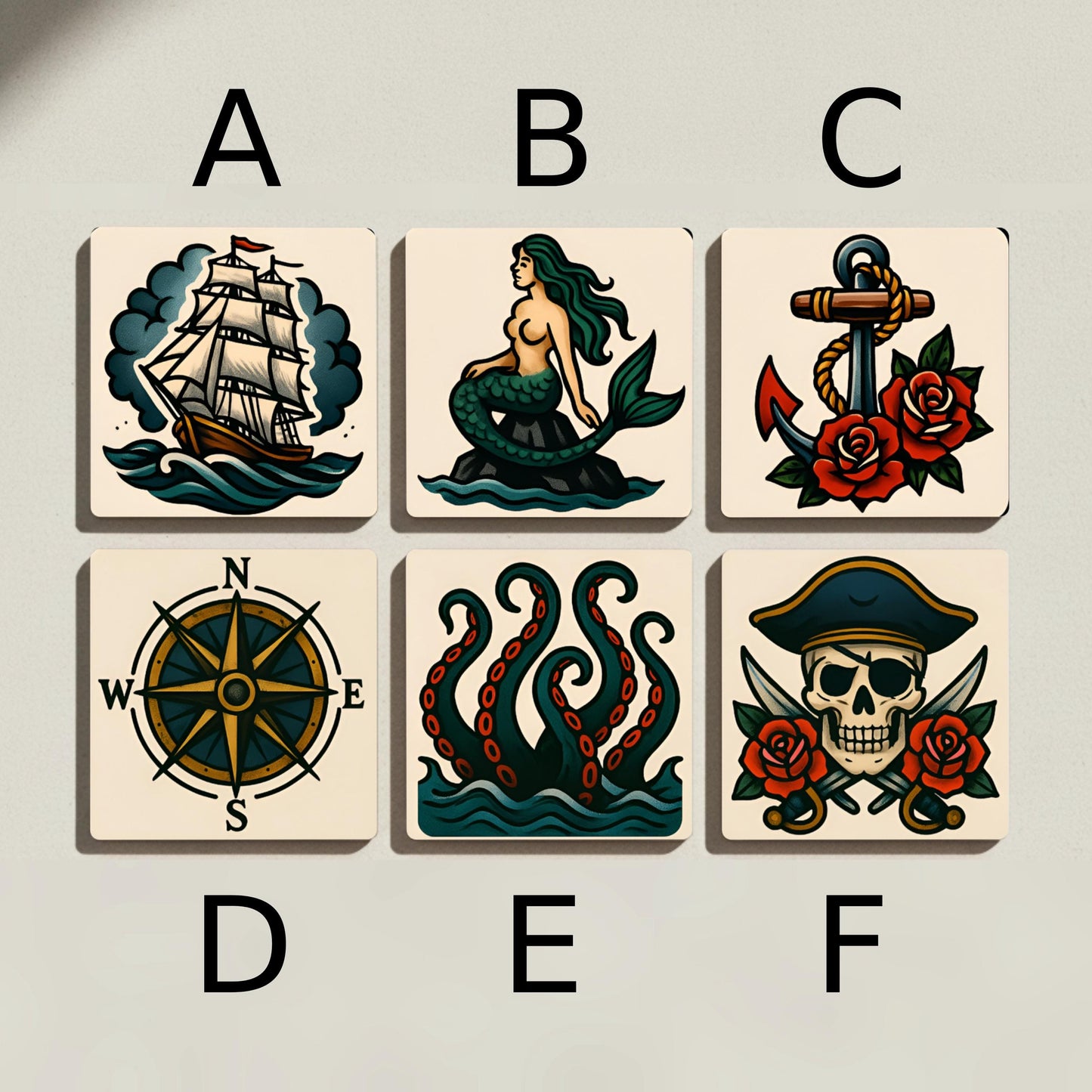 Posavasos Diseño de tatuaje náutico / Arte marinero vintage