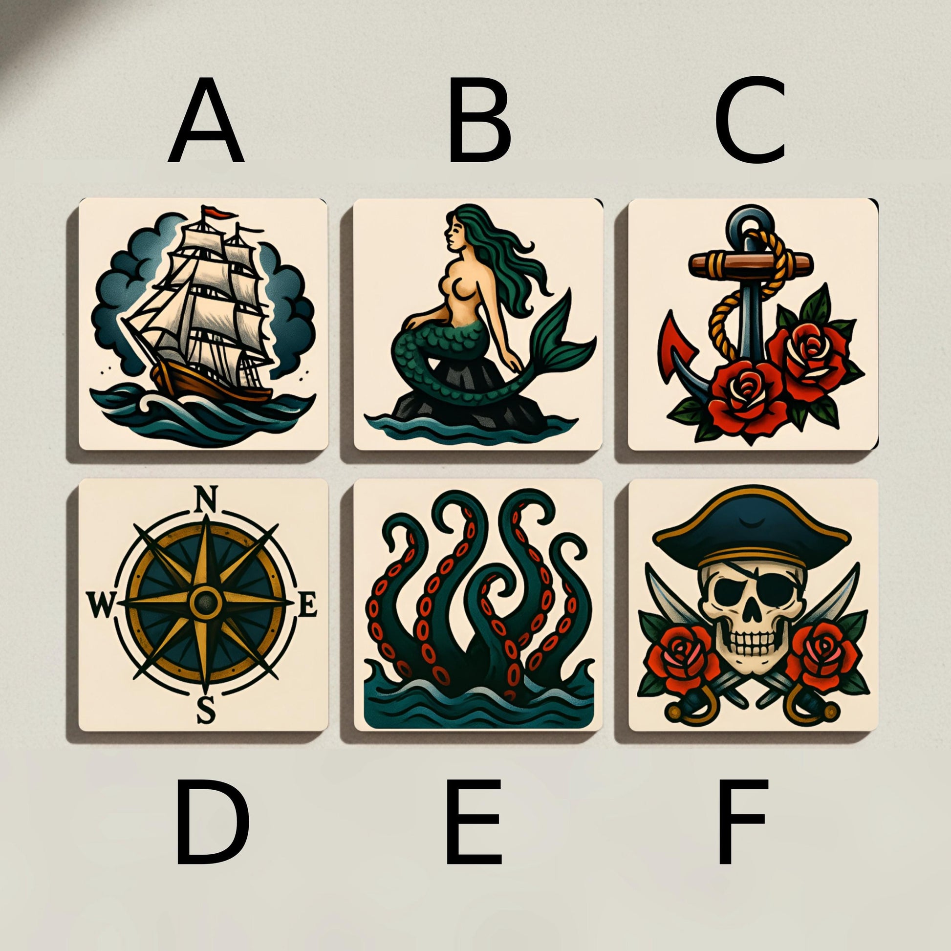 Posavasos Diseño de tatuaje náutico / Arte marinero vintage