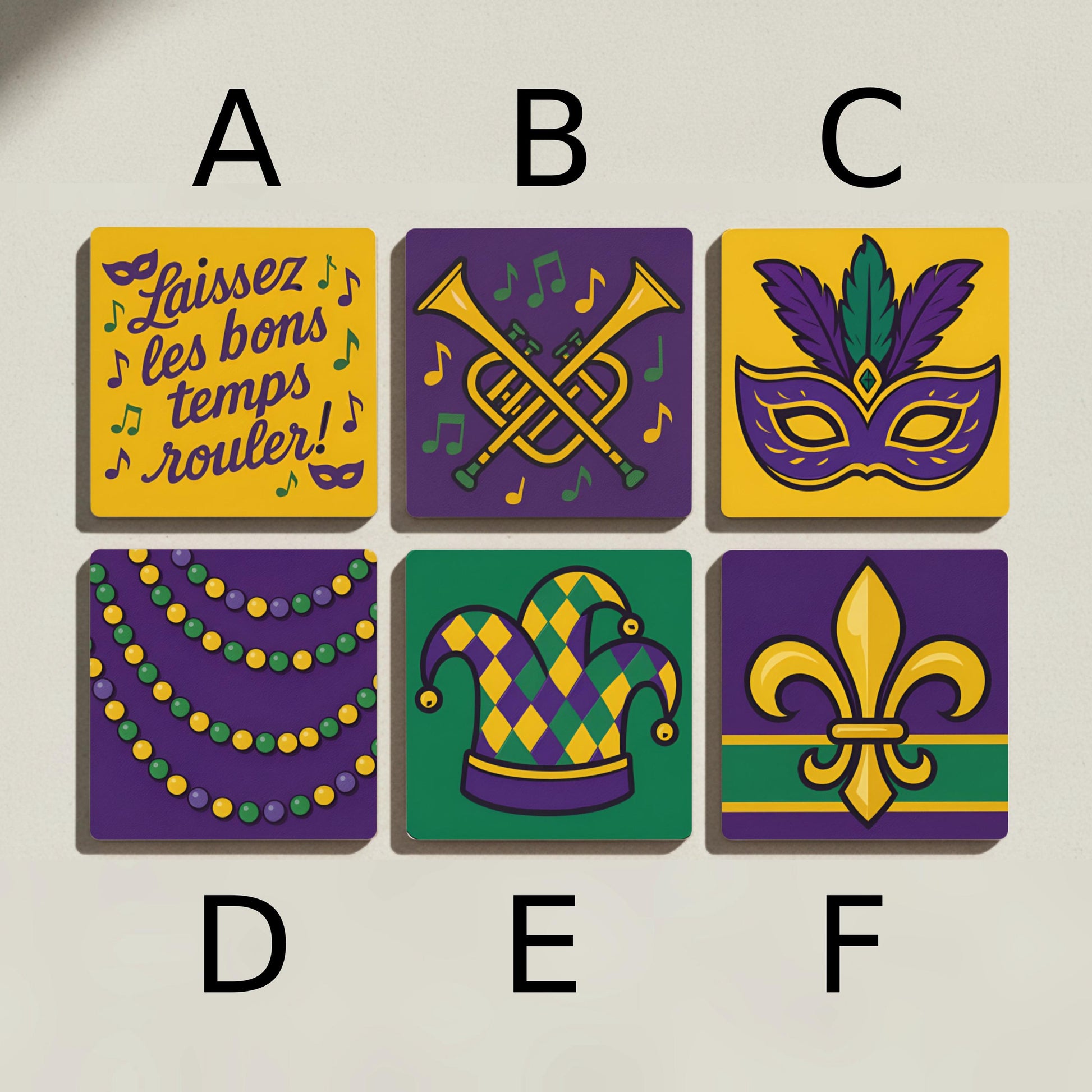 Mardi Gras / Decoración du Carnaval de Nueva Orleans — Set de Dessous de Verre en Céramique · Set de Table pour Amateurs de Design