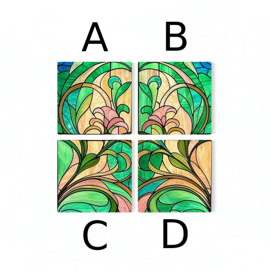 Posavasos Art Nouveau, mosaico floral, decoración botánica