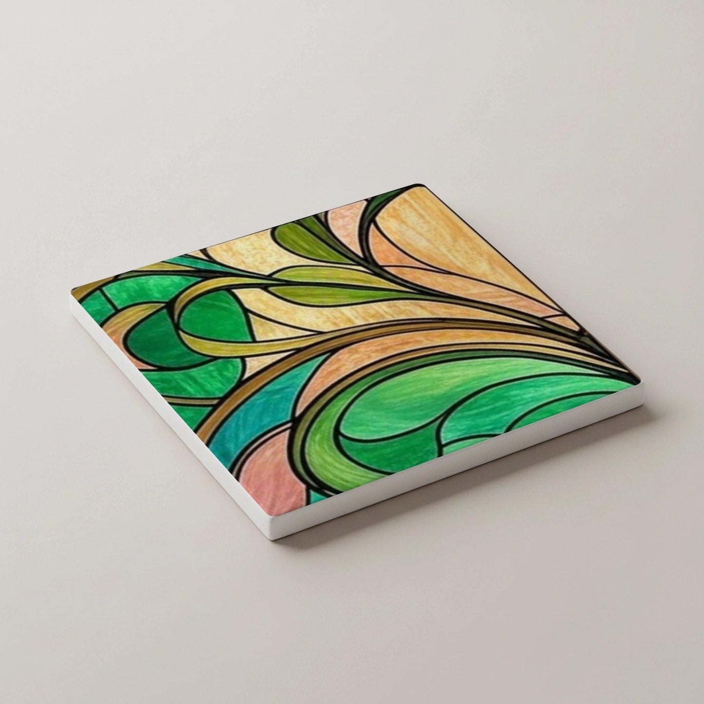 Art Nouveau, mosaico floral, decoración botánica — Set de Dessous de Verre en Céramique · Cadeau Inspiration Jardin