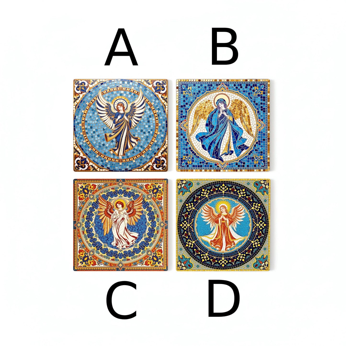 Posavasos Mosaico de ángel, decoración religiosa bizantina
