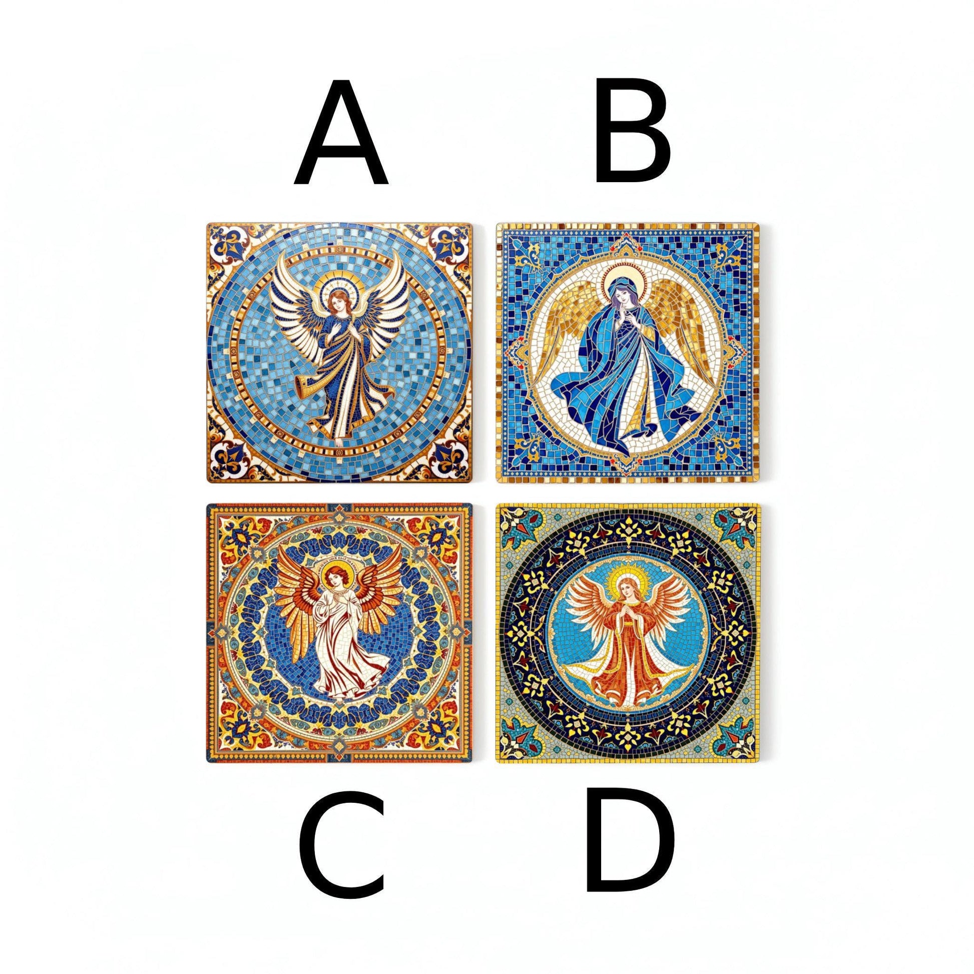 Posavasos Mosaico de ángel, decoración religiosa bizantina