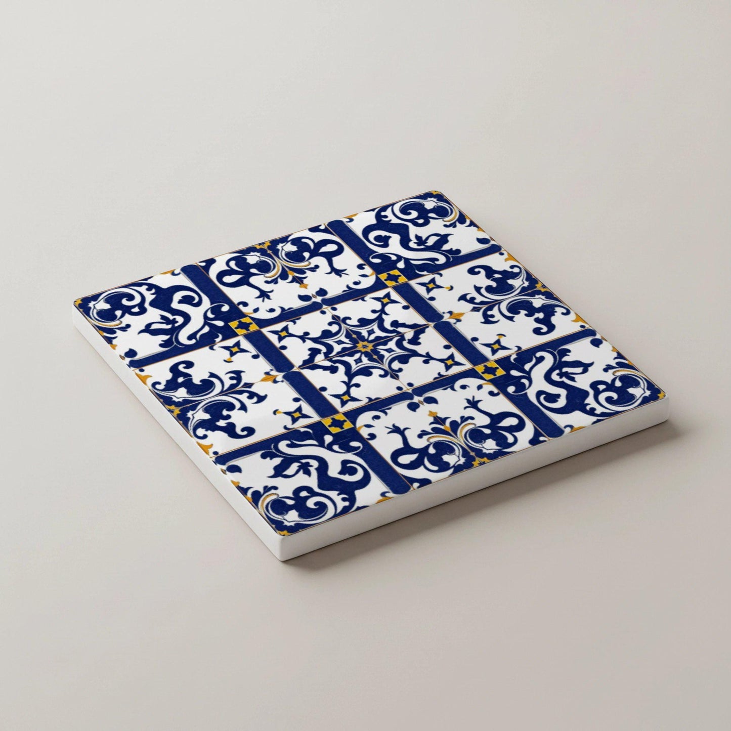 Posavasos Azulejo, posavasos de azulejos azules y blancos, decoración de mesa de