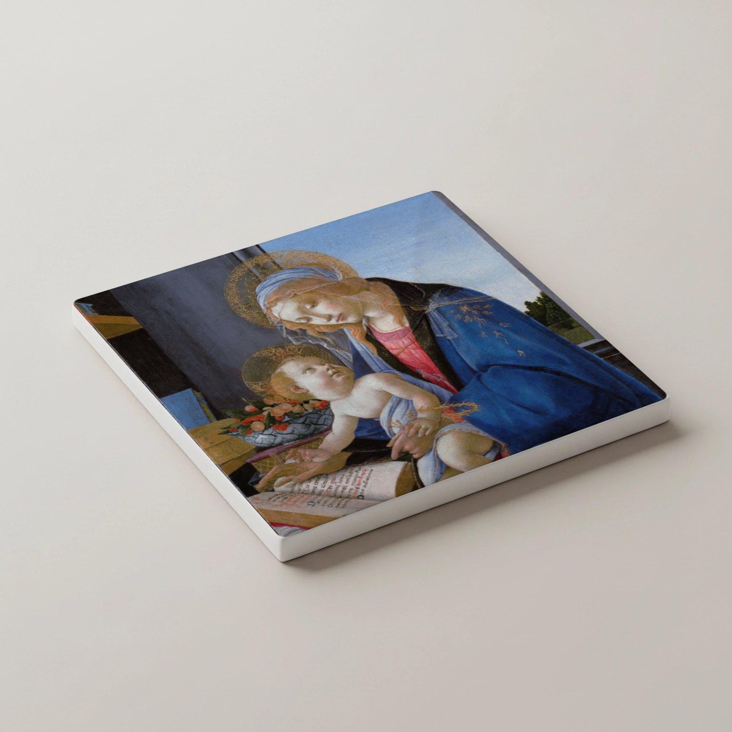 Botticelli, decoración de mesa de arte renacentista · Coaster Set with Cork — Great Painters Collection