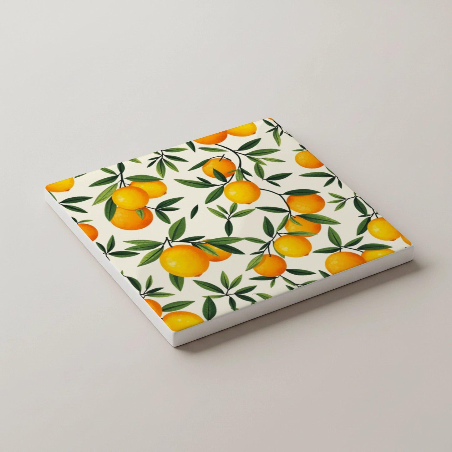 Orange Grove, decoración de cocina mediterránea — Set de Dessous de Verre en Céramique · Dessous de Verre à Motifs Modernes