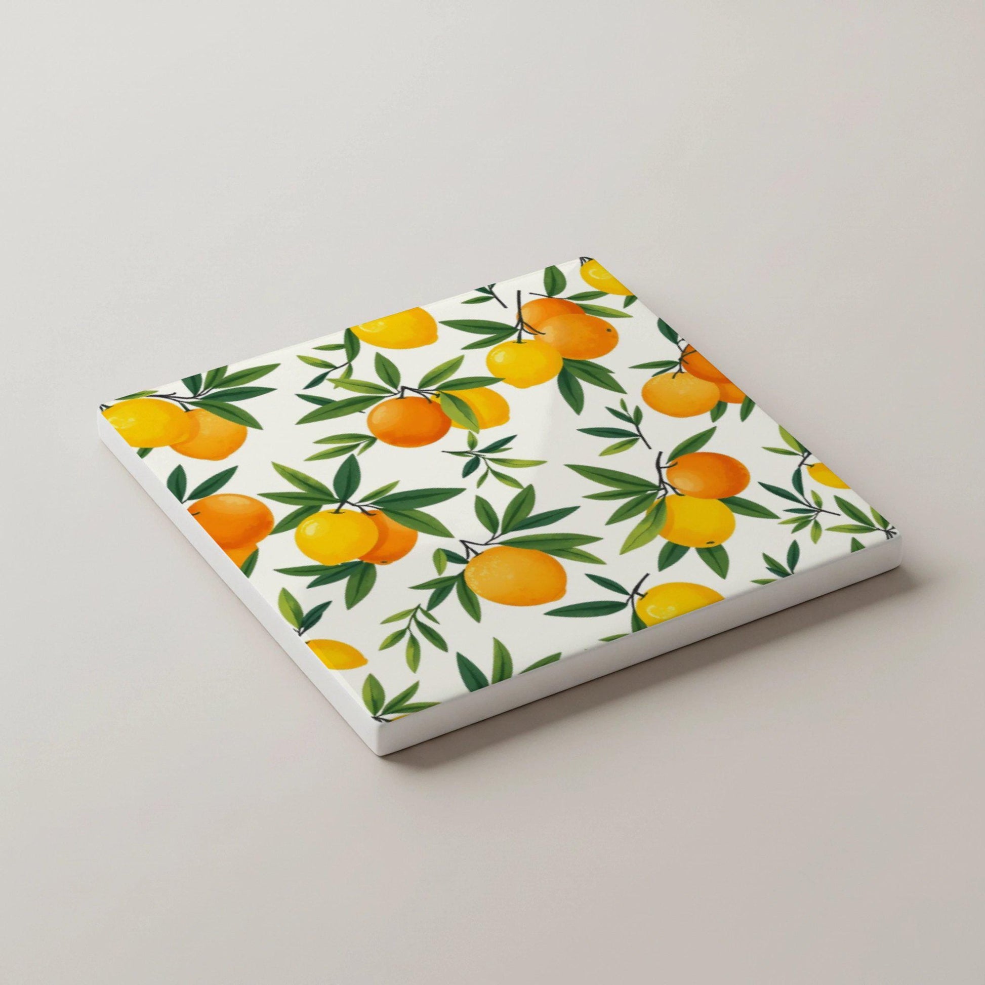 Orange Grove, decoración de cocina mediterránea — Set de Dessous de Verre en Céramique · Dessous de Verre à Motifs Modernes