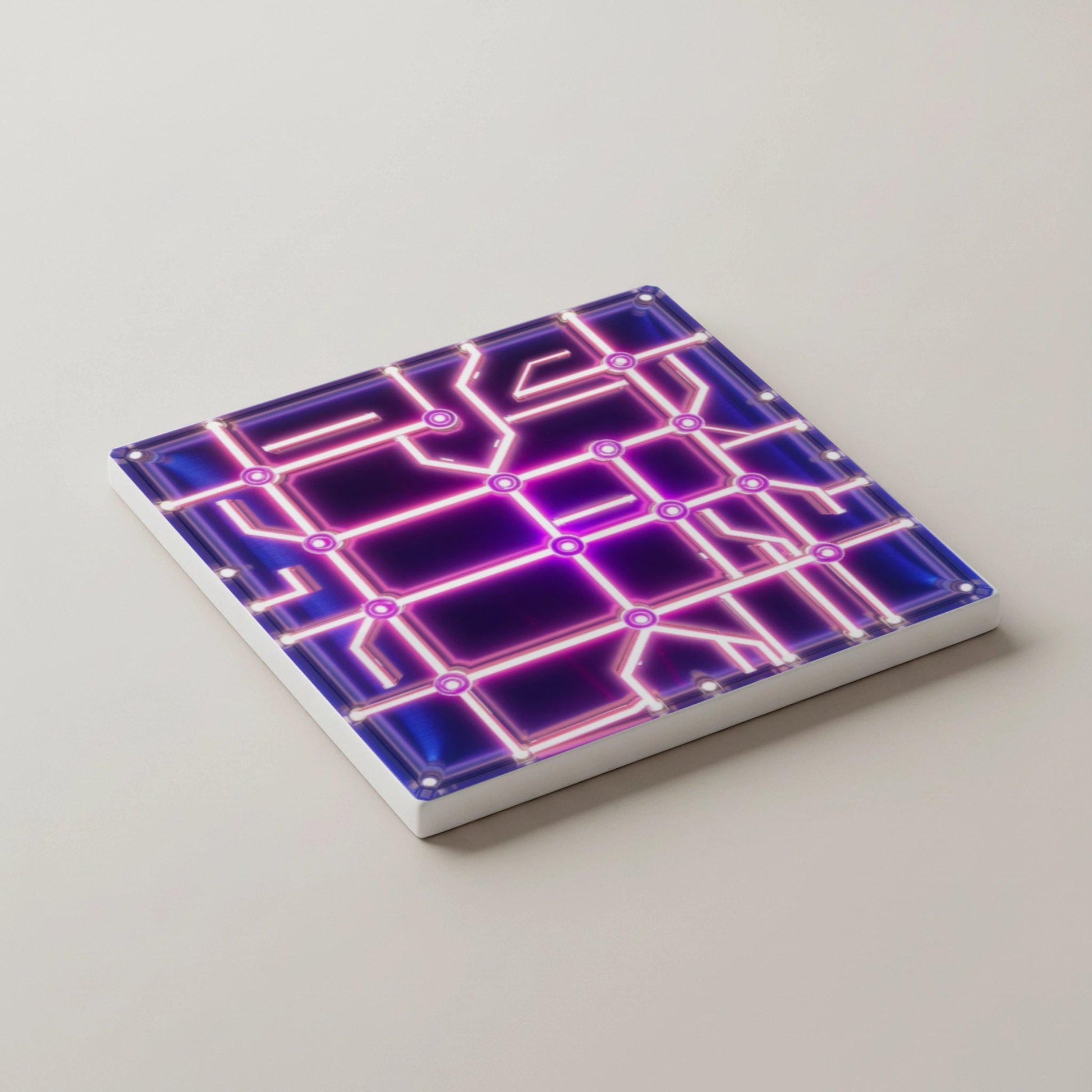 Cyberpunk, decoración de mesa con circuito impreso de neón · Dessous de Verre avec Liège — Géométrique et Déco